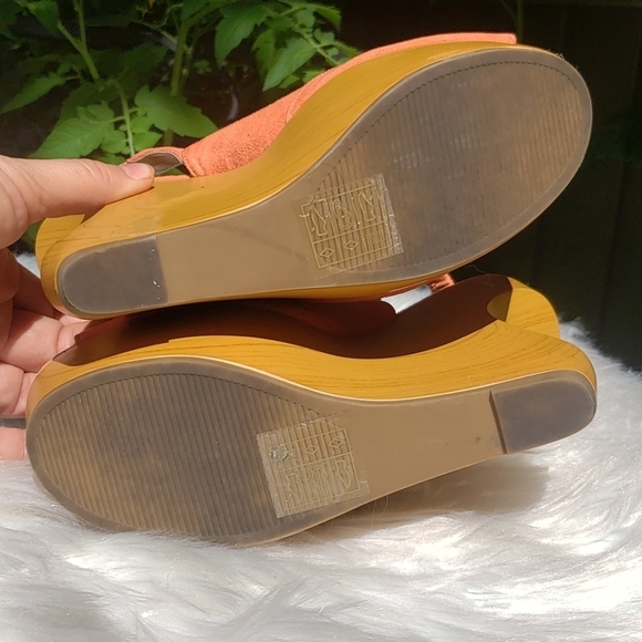 Call It Spring Orange Peep Toe Wedges 7 OVERGAARD - Picture 9 of 13